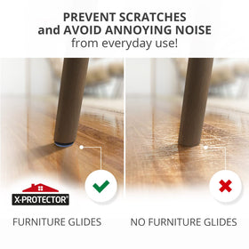 X-Protector chair leg protectors on a wooden floor