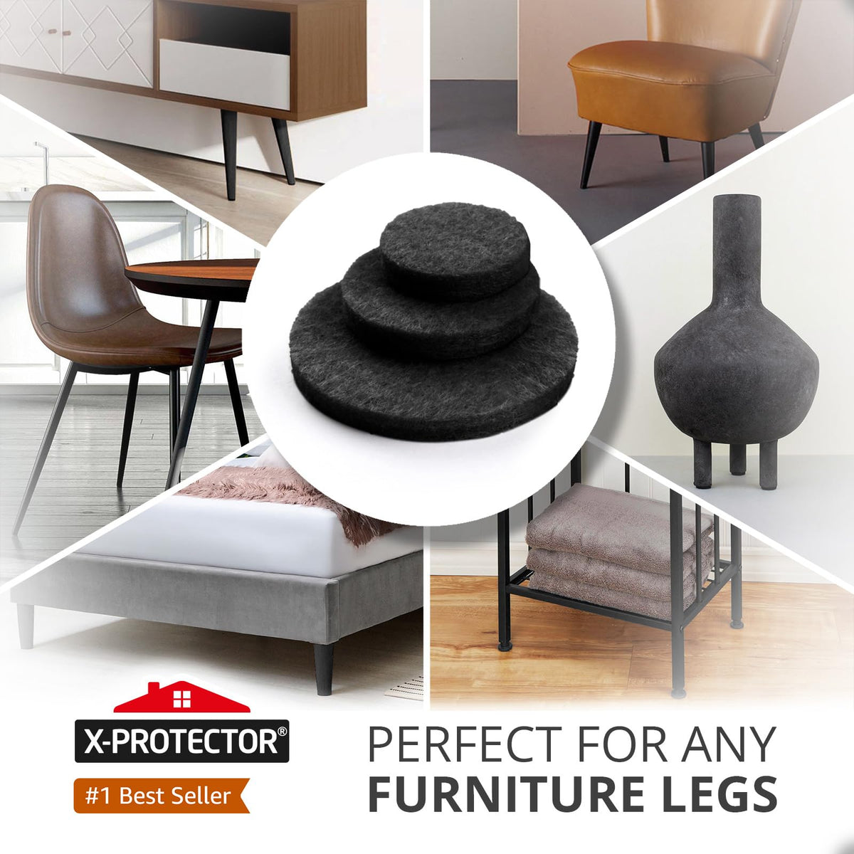 X-Protector large and small pads on wood floor demonstrating comprehensive protection.