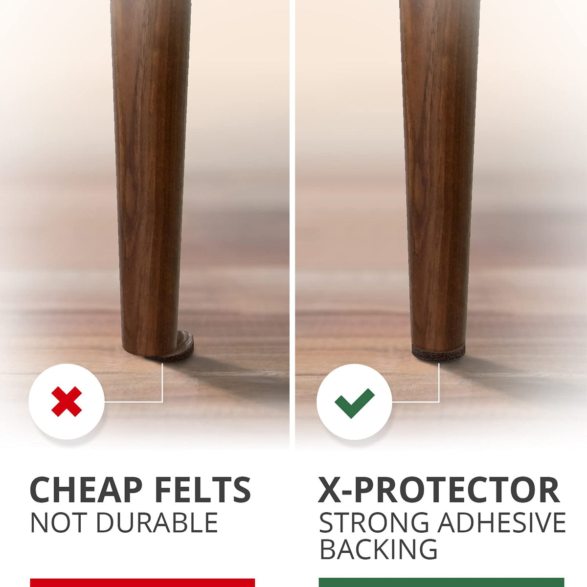 X-PROTECTOR chair leg pads shield floors during movement.