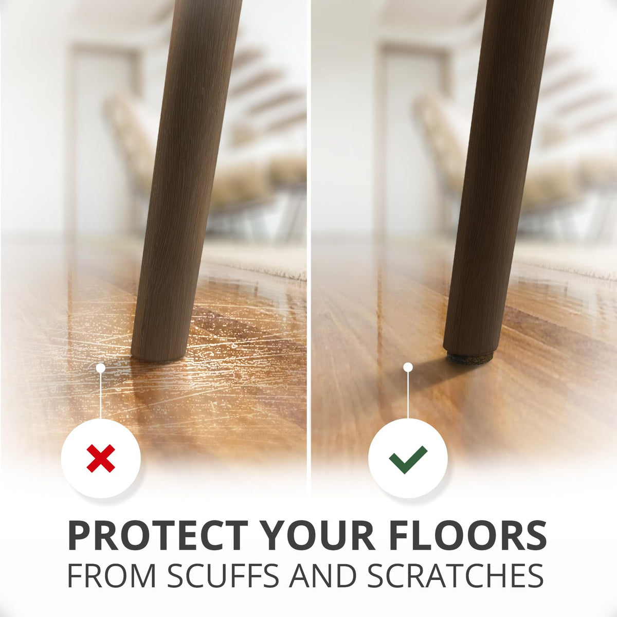 X-Protector felt pads one inch for chair legs and smooth movement