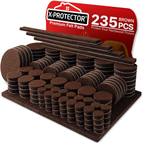X-PROTECTOR felt pads 235-piece pack protects wood floors from furniture.