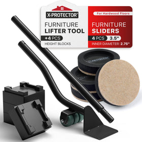 X-Protector felt sliders on hardwood floors providing smooth movement and surface protection.