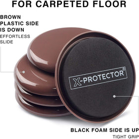 3.5-inch diameter sliders distribute weight to protect floors during moves.