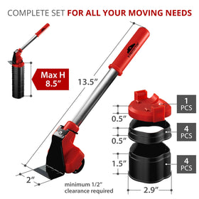 X-Protector Furniture Lifter showing 8.5-inch height adjustment for versatile lifts