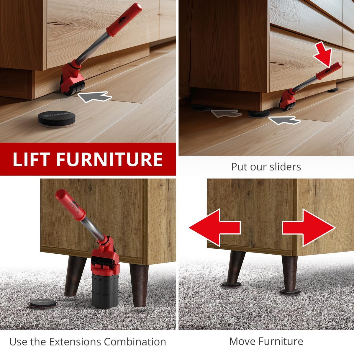 X-Protector Furniture Lifter Tool in action lifting a furniture edge