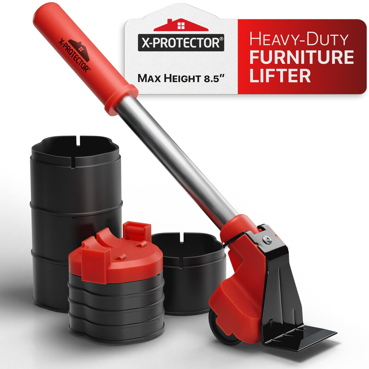 X-Protector Furniture Lifter Tool positioned under a heavy sofa for lifting