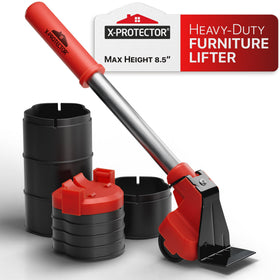 X-Protector Furniture Lifter Tool positioned under a heavy sofa for lifting