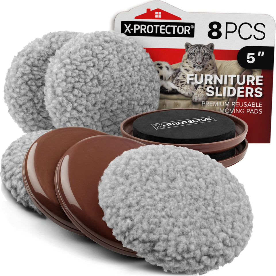 X-Protector 5-inch furniture sliders glide on carpet for easy moves and protection.