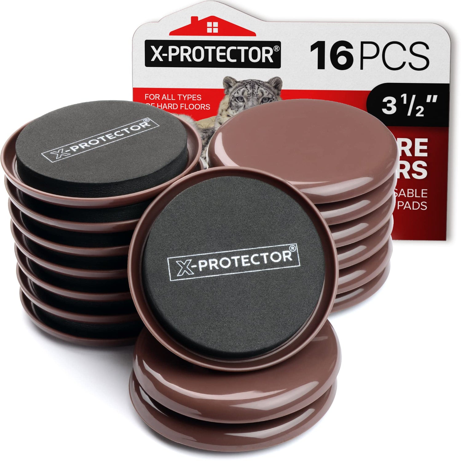 X-Protector furniture sliders on carpet provide easy movement and floor protection.