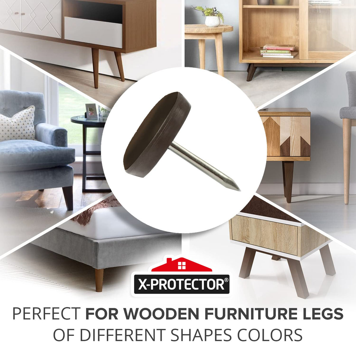 X-Protector heavy-duty teflon chair pads allow smooth gliding on all surfaces.
