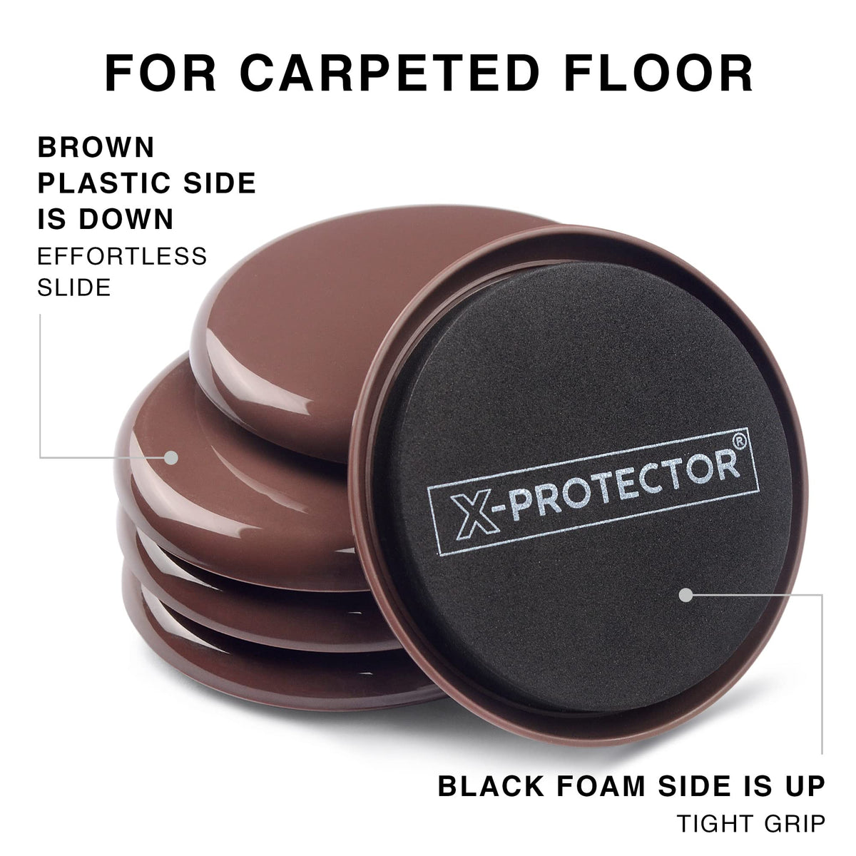 X-Protector multi-surface kit enables smooth moves across carpet and wood.