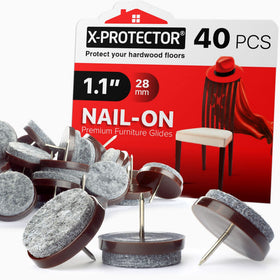 X-Protector nail-on felt pads close-up with durable nails for floor protection