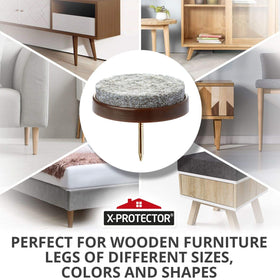 X-ProTECTOR nail-on felt pads on a chair leg for easy installation