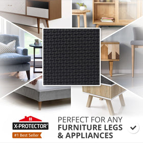 X-Protector non-slip pad on dining chair legs prevents sliding and floor scratches.