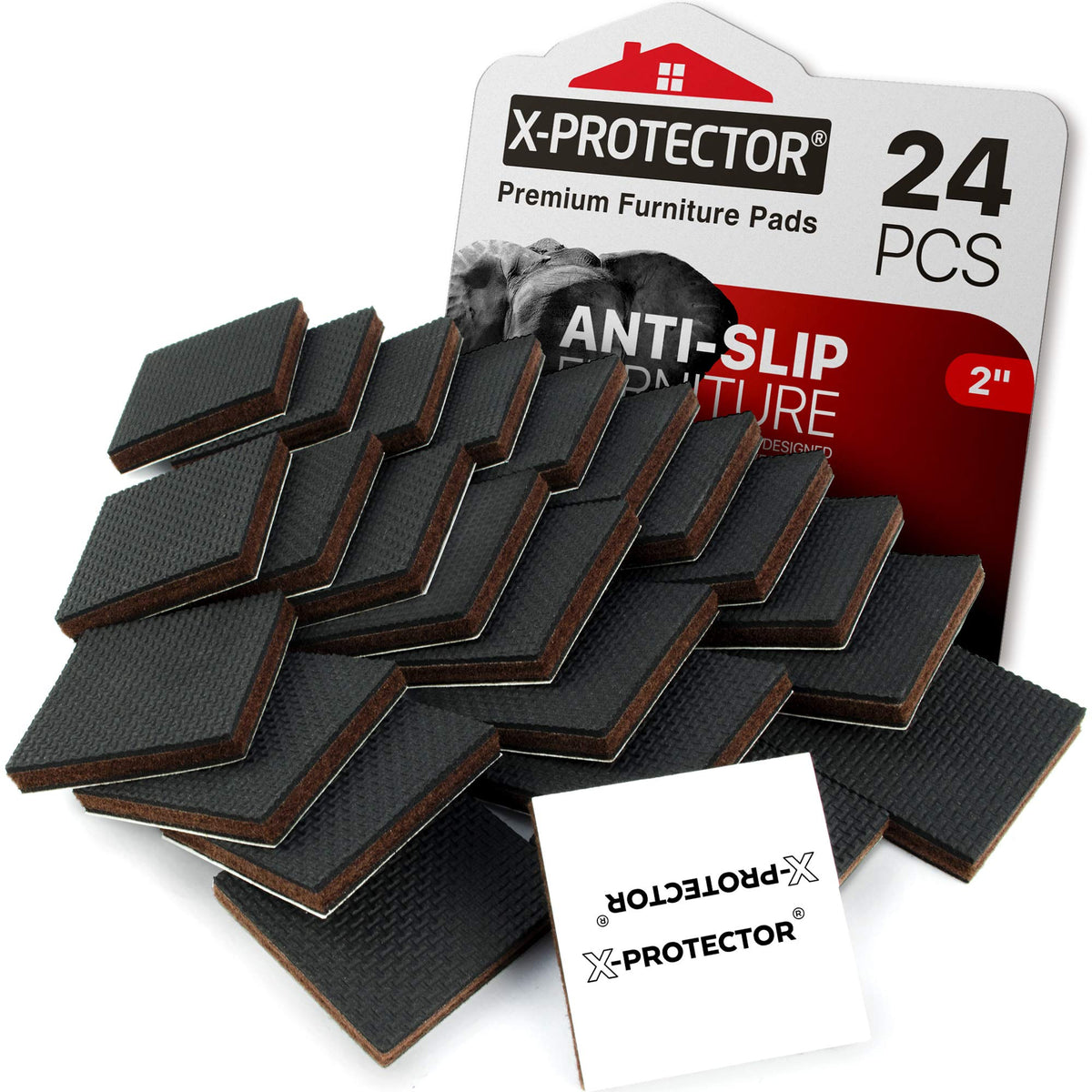 X-Protector non-slip pad on sofa legs protects floors and keeps furniture in place.