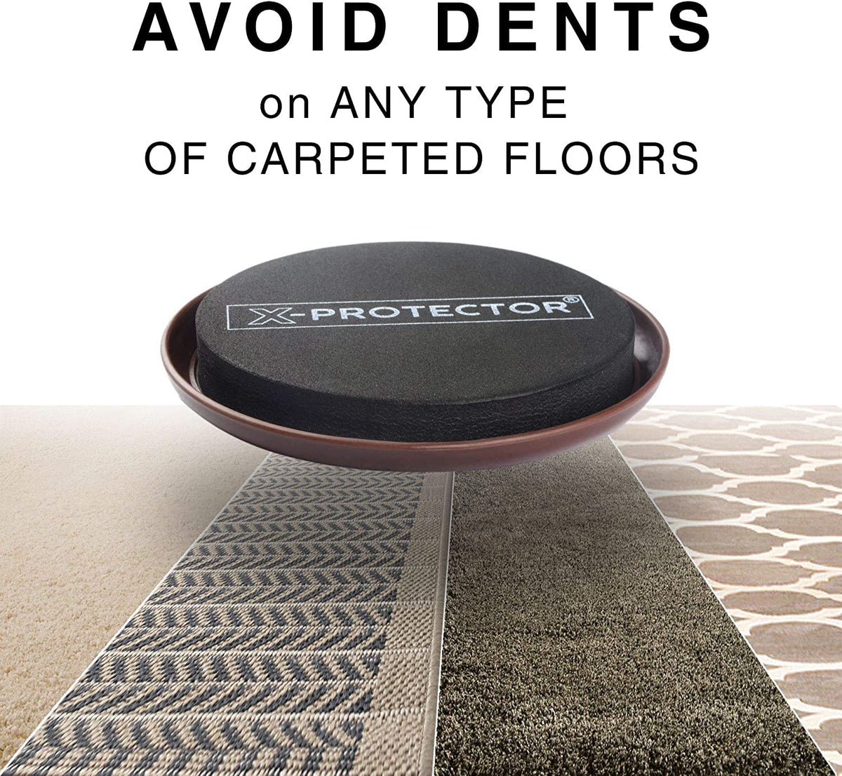 Reusable, glue-free pads grip furniture securely for repeated carpet use.