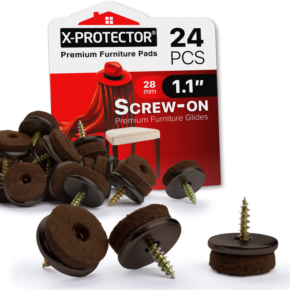 X-Protector screw-on felt pad 1.1-inch guards hardwood floors from scratches and dents.