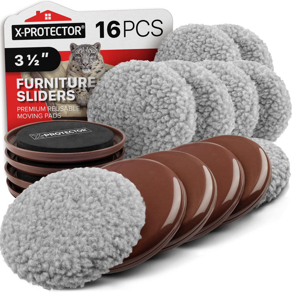 X-Protector sliders pack 8+8 for easy furniture movement on any surface.