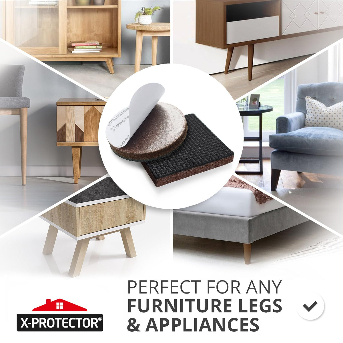 X-Protector square 2in pad shields floors and prevents slipping on heavy furniture
