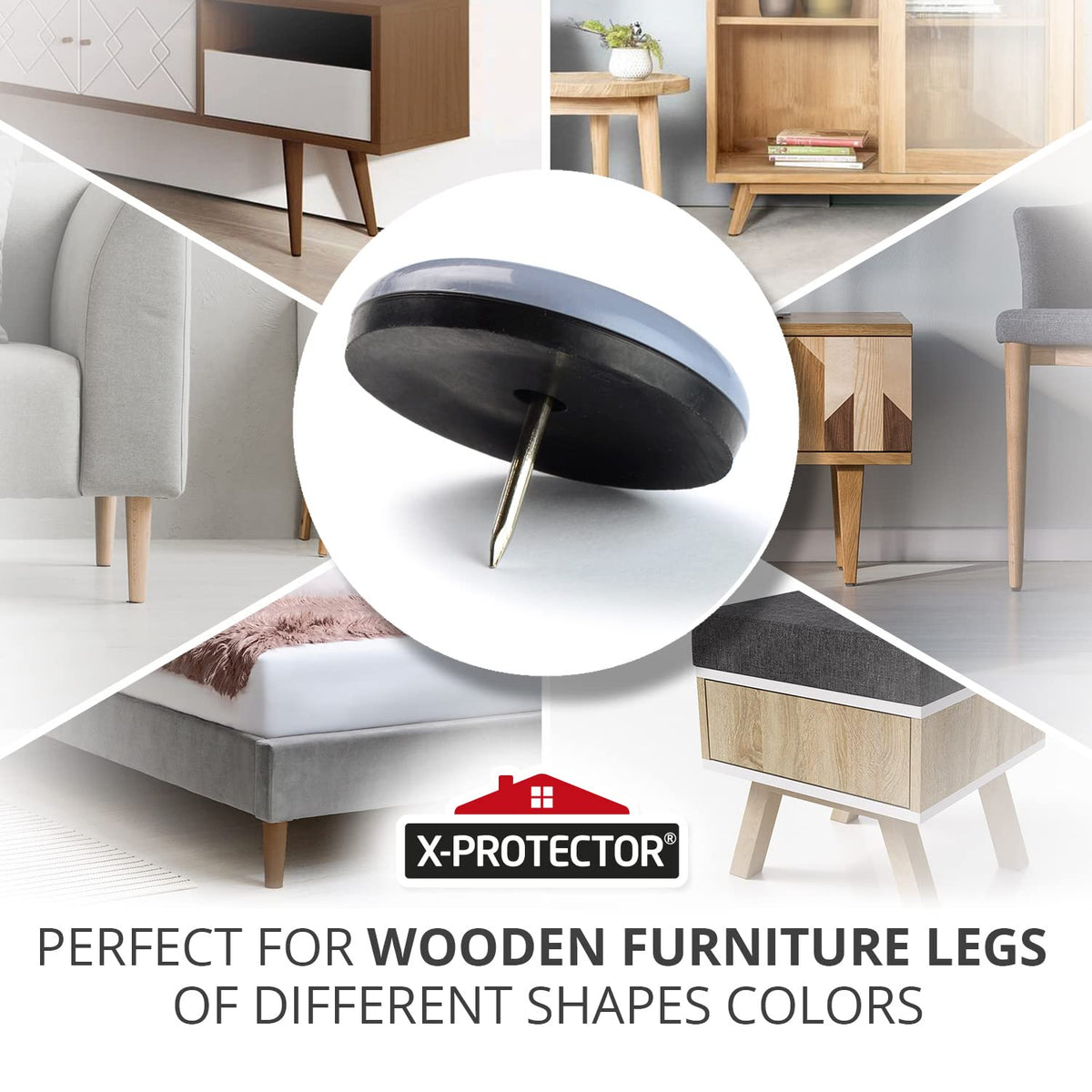 X-Protector teflon furniture pad close-up highlights smooth gliding