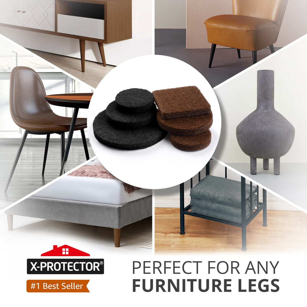 X-Protector wood floor protectors with anti-scratch felt for furniture