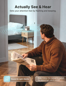 Audible alert on X-Sense XR0B-SR signals radon threshold exceedance.