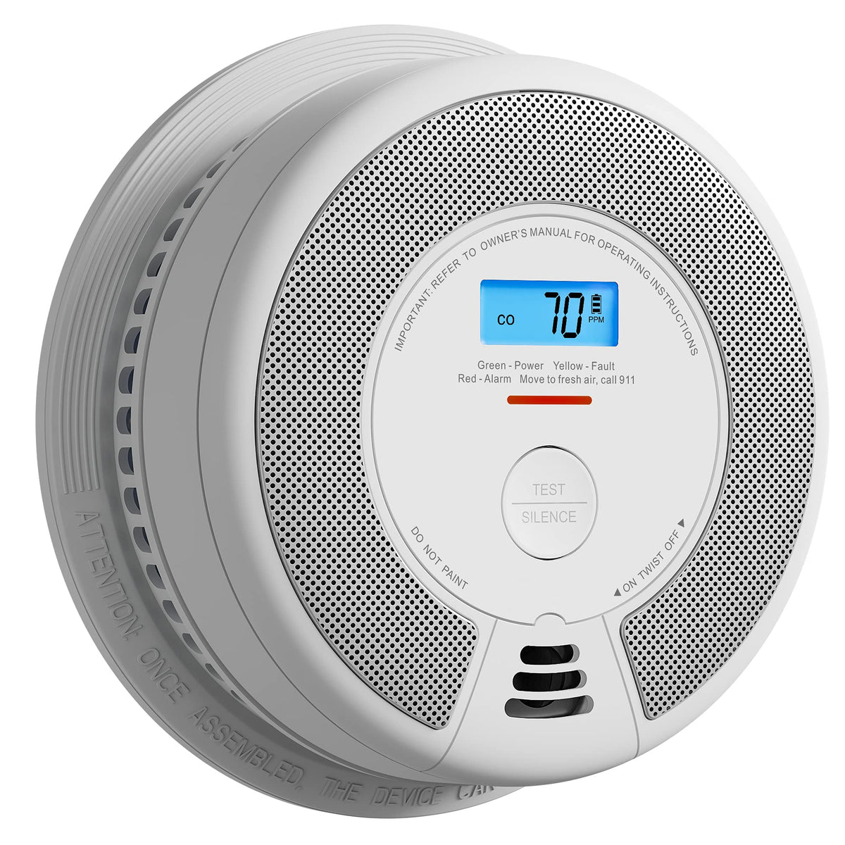 X-Sense SC07 front view with clear status indicators for quick safety checks.