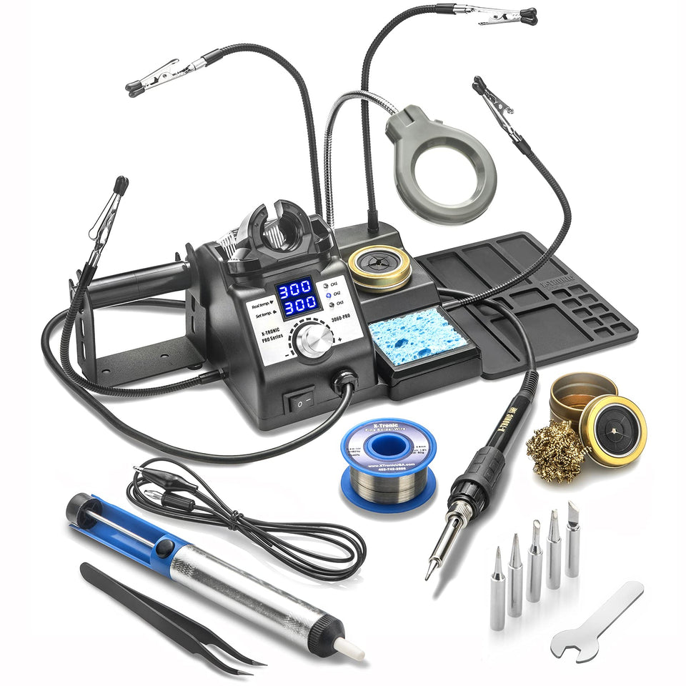 X-Tronic 3060-PRO soldering station with dual readouts for precise control.