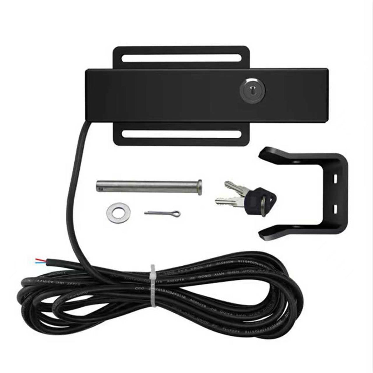 X X-HOUSE universal gate lock front view, compact and versatile for swing gates.
