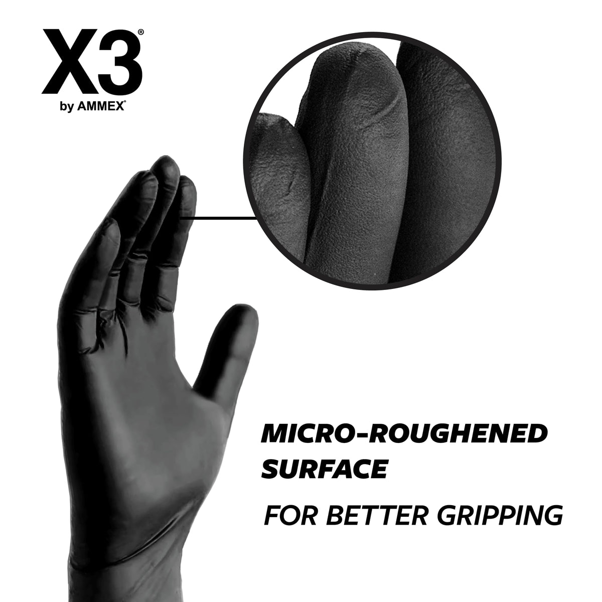 X3 black disposable gloves suitable for food service