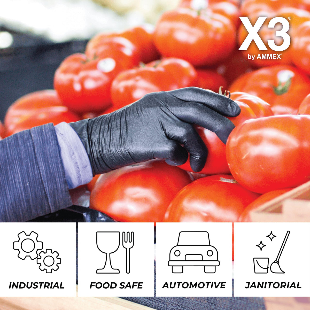 X3 black gloves for daily kitchen tasks, cleaning, and food prep.