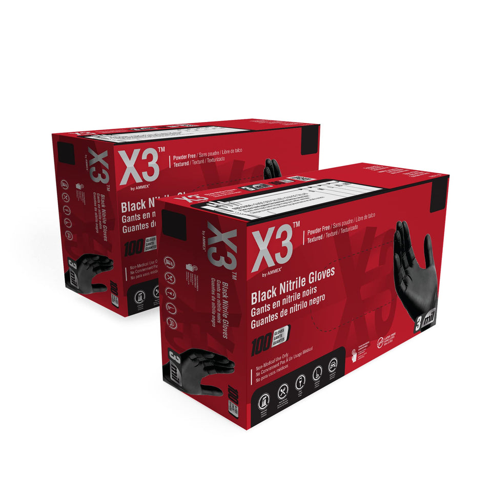 X3 Black disposable nitrile gloves pack for kitchen tasks
