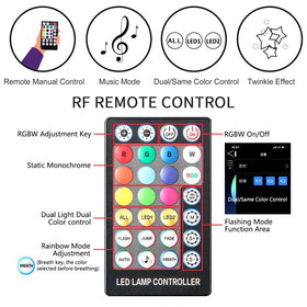 XAEIOW Includes 7 static colors plus 16M RGBW options.
