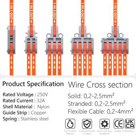 XALXMAW lever connector 1in-4out: robust quick-connect for appliances.