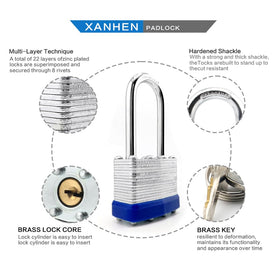 XanHen padlock with colored rings helps quickly identify locks at gym or school.
