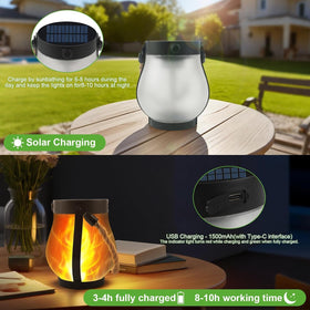 Xavbrysw lanterns hanging with flame glow for cozy patio evenings.