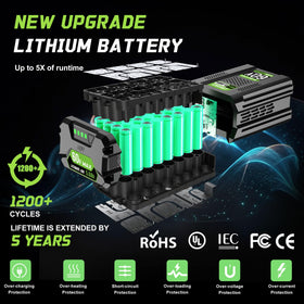XAVITO 60V 5.0Ah battery label view with model and safety markings.