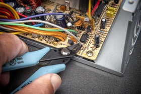 Xcelite 5 in. cutter in use demonstrating ergonomic control and static safety