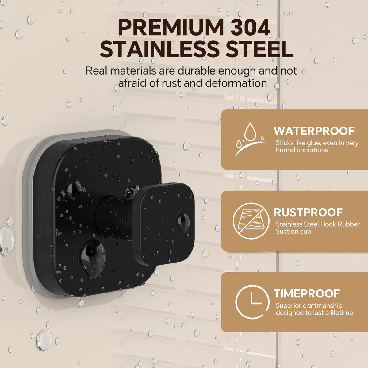 XCIXCI removable no-drill suction hook for easy repositioning without wall damage.