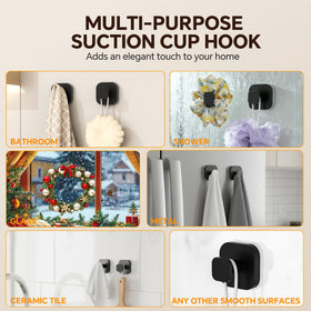 XCIXCI hook keeps loofah and towel within reach in the bathroom.