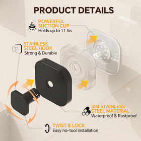 XCIXCI waterproof rustproof suction hook designed for humid bathrooms and showers.