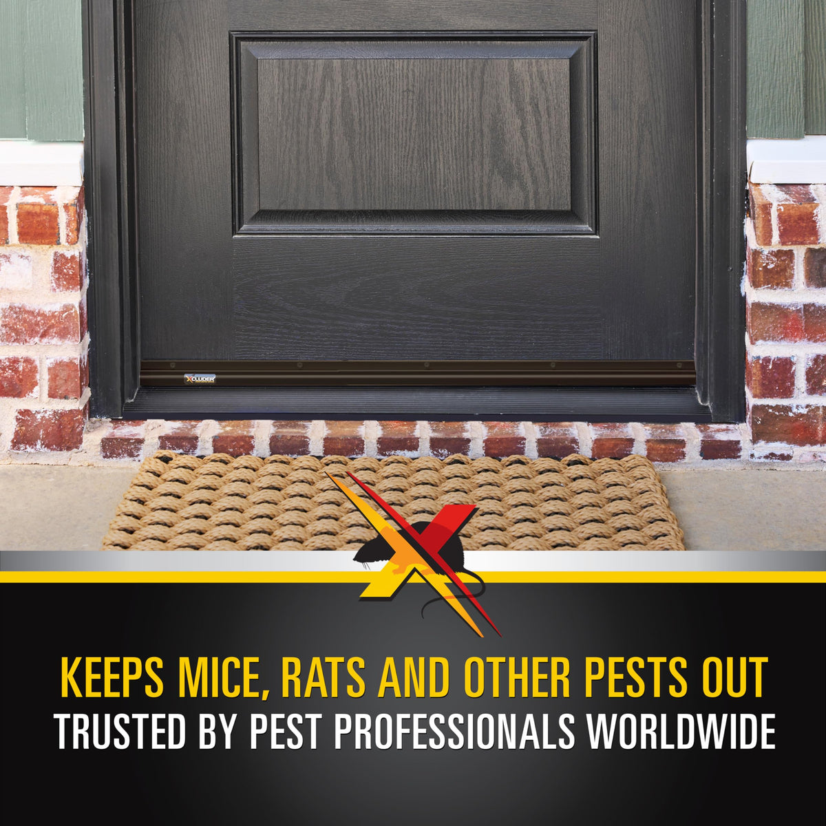 Xcluder door sweep showing rubber seal that improves weather sealing.