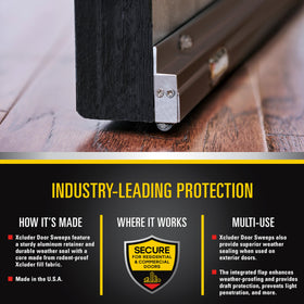 Easy-install end caps and screws shown with the door sweep.