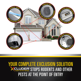 Xcluder pet-safe rodent barrier for garage entries.