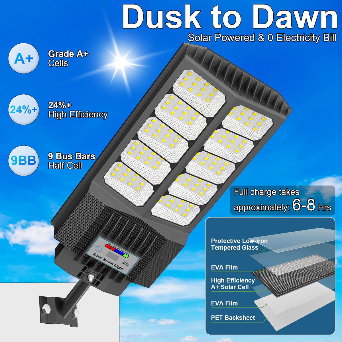 XCQMHF solar street light 30000lm floodlight delivers bright coverage for parking lots