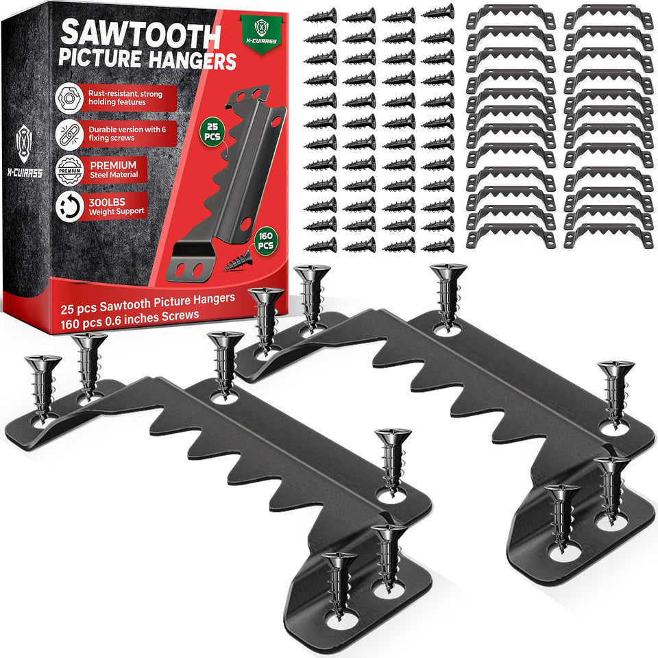 X-CUIRASS sawtooth hanger 70mm in black for secure wall mounting.