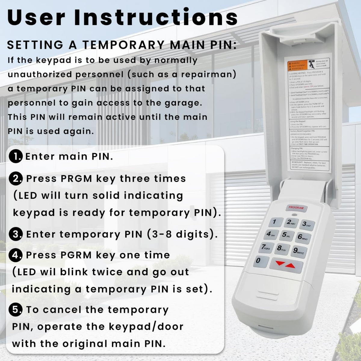 XDTKML Genie keypad emergency function enhances safety during entry