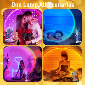XEBKOR Astronaut Sunset Lamp 720° rotation covers walls and ceilings.