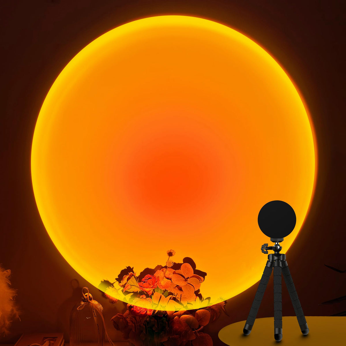 XEBKOR Sunset Lamp with 360° rotation casting dynamic room ambience