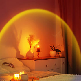 XEBKOR Sunset Lamp highlights ceiling and floor textures for moody décor